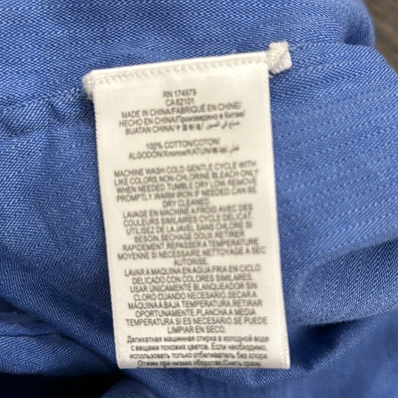 BCBG MAXAZRIA SMALL TALORE TIE-ON CHAMBRAY COTTON SHIRTDRESS - Picture 7 of 7